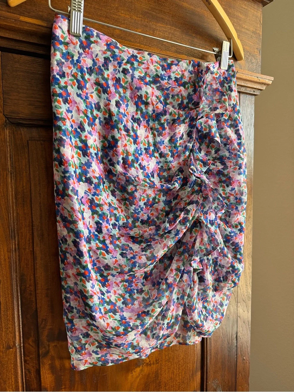 Veronica Beard Spencer Floral print Silk chiffon Mini Skirt In Cream Multi